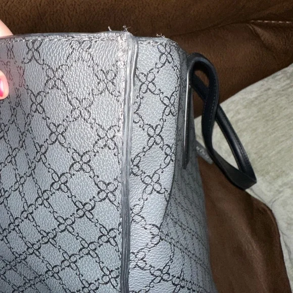 NINE WEST MONOGRAM TOTE WITH BLACK LEATHER TRIM - Picture 5 of 9